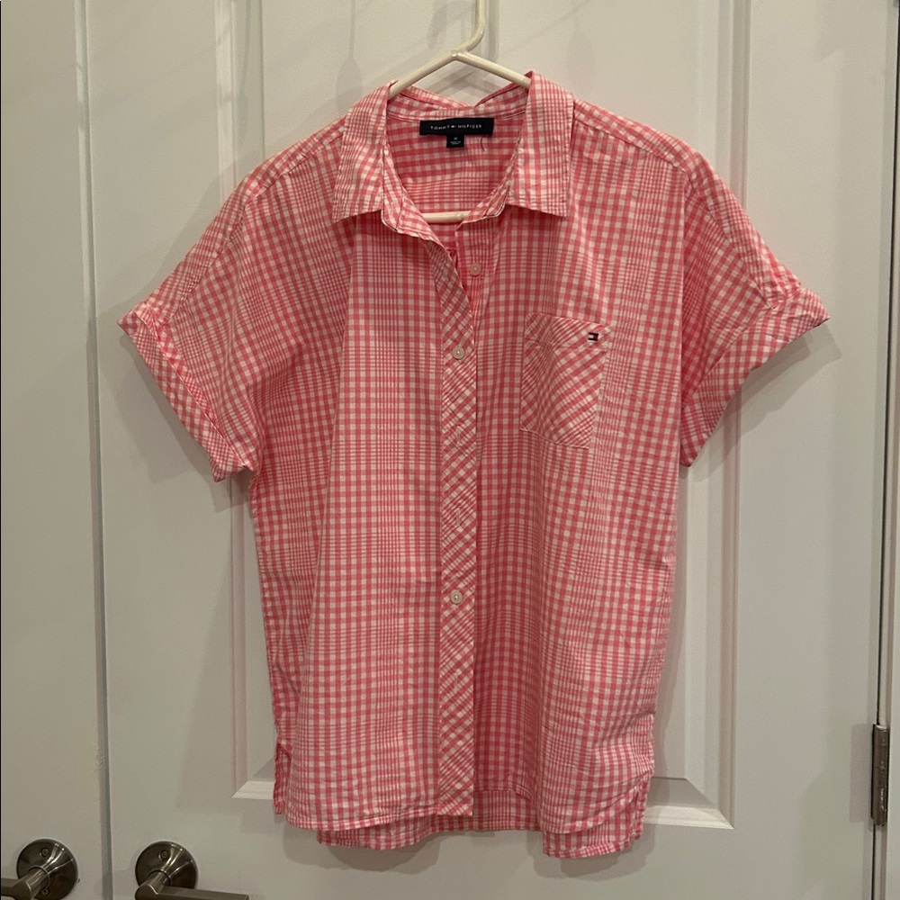 Pink Tommy Hilfiger Cool Button- down Cotton Top - Picture 3 of 5